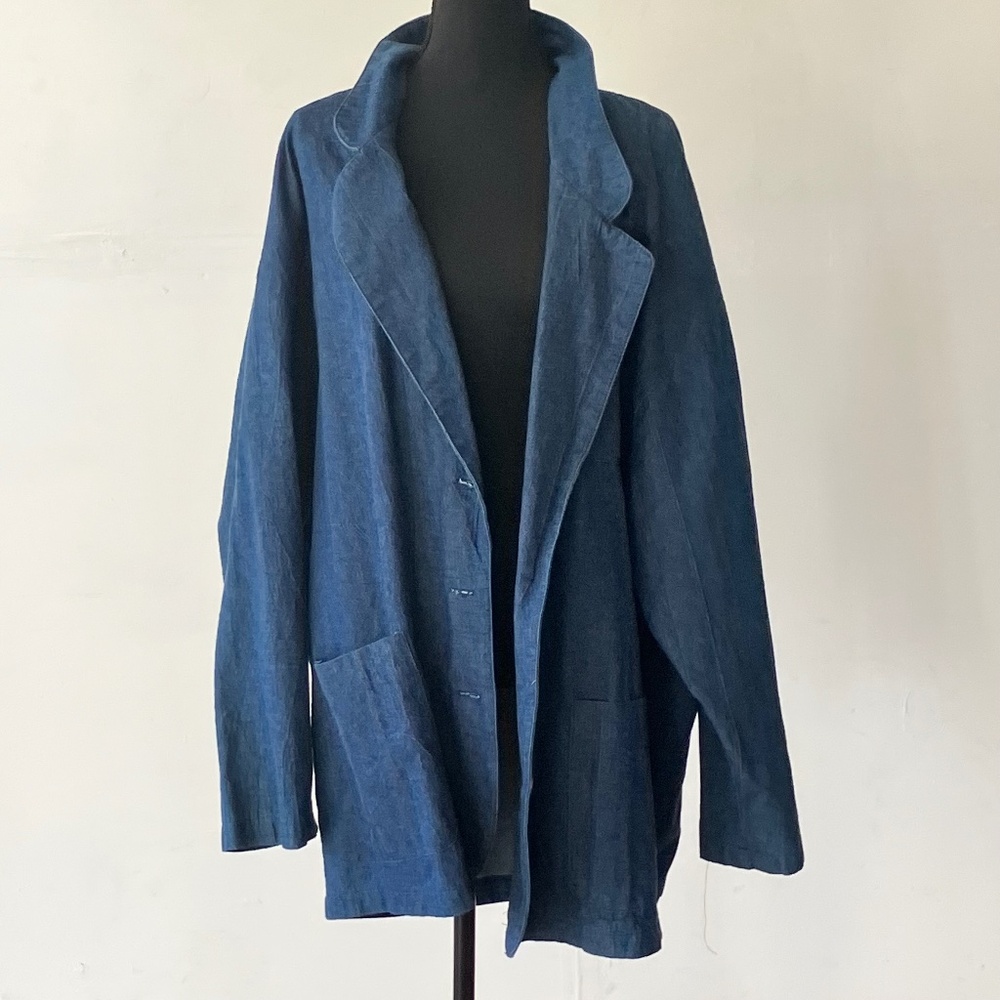 Medium Dark Blue Denim Oversized Blazer